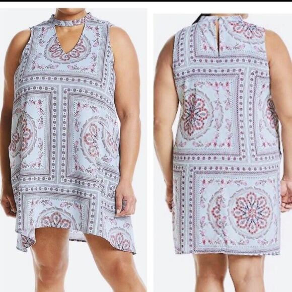 Living Doll Blue Floral Paisley Dress Size 2X - Picture 1 of 9